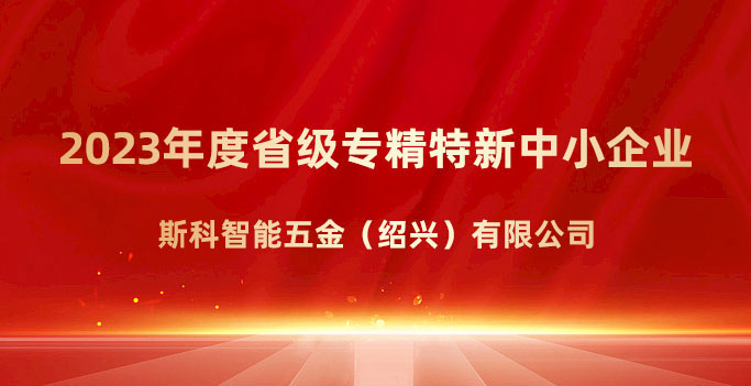 喜報！斯科榮獲浙江省“專精特新”企業(yè)稱號